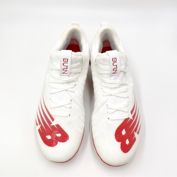 New Balance Mens Red White Burn X2 Low Cut Lacrosse Cleats Shoes Size 6.5 - Picture 3 of 12